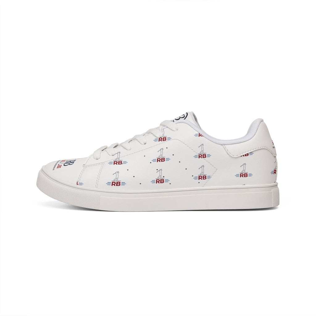 Men's Golf Leather Sneakers | Classic White Low-Top with Golfer Pattern & RB Monogram | Richard Brokman