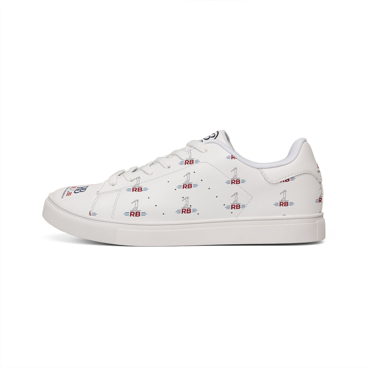 Men's Golf Leather Sneakers | Classic White Low-Top with Golfer Pattern & RB Monogram | Richard Brokman