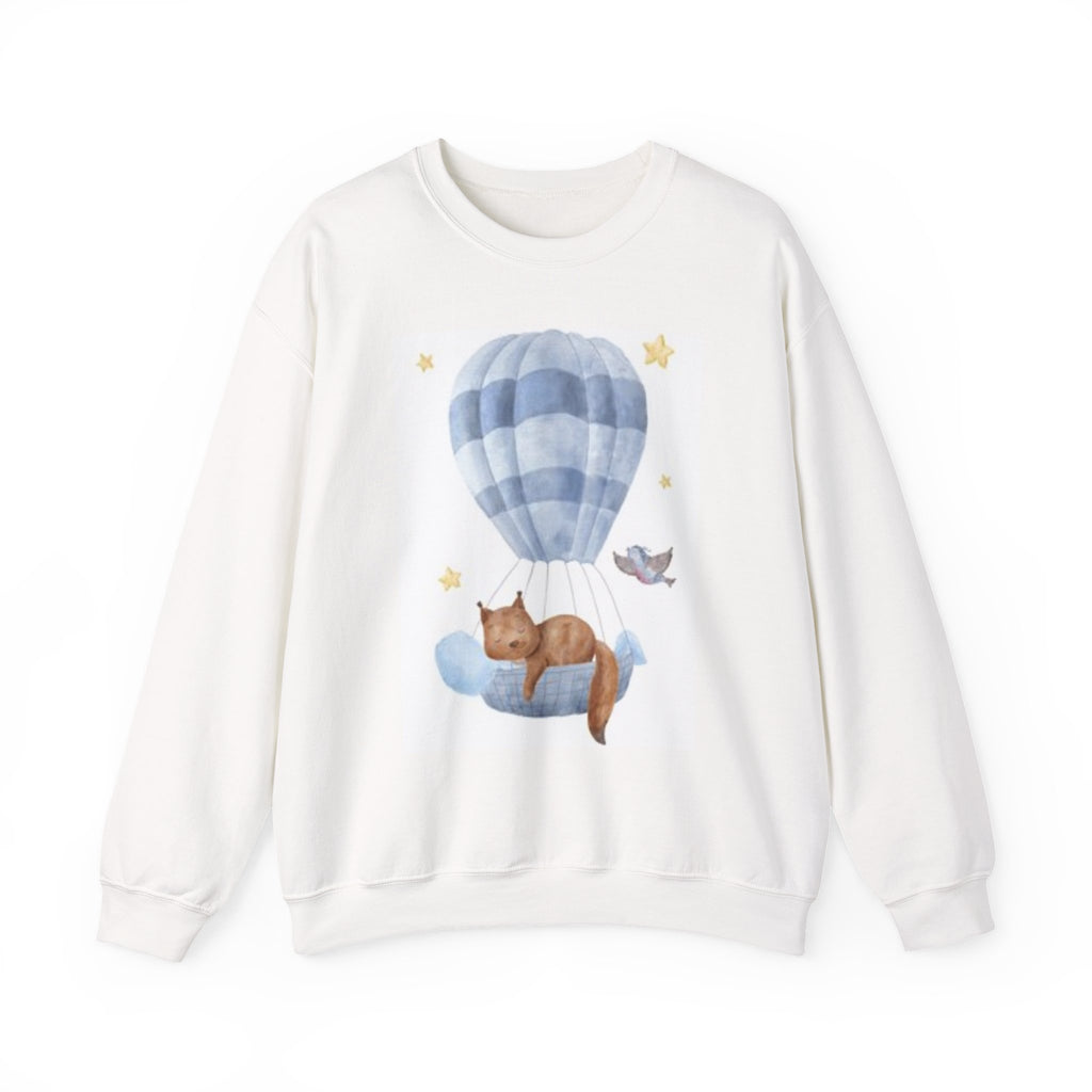 Hot Air Balloon Fox Sweatshirt | Watercolor Sleeping Fox Crewneck | Cozy Whimsical Pullover