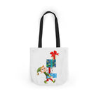 Sleigh All Day Christmas Tote Bag | Funny Santa & Reindeer All Over Print Canvas Tote | Holiday Gift Bag