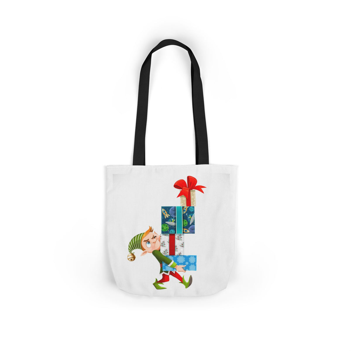 Sleigh All Day Christmas Tote Bag | Funny Santa & Reindeer All Over Print Canvas Tote | Holiday Gift Bag
