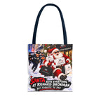 Christmas Santa Shopping Tote Bag | Santa Buys Everything at Richard Brokman | Canvas Holiday Gift Bag