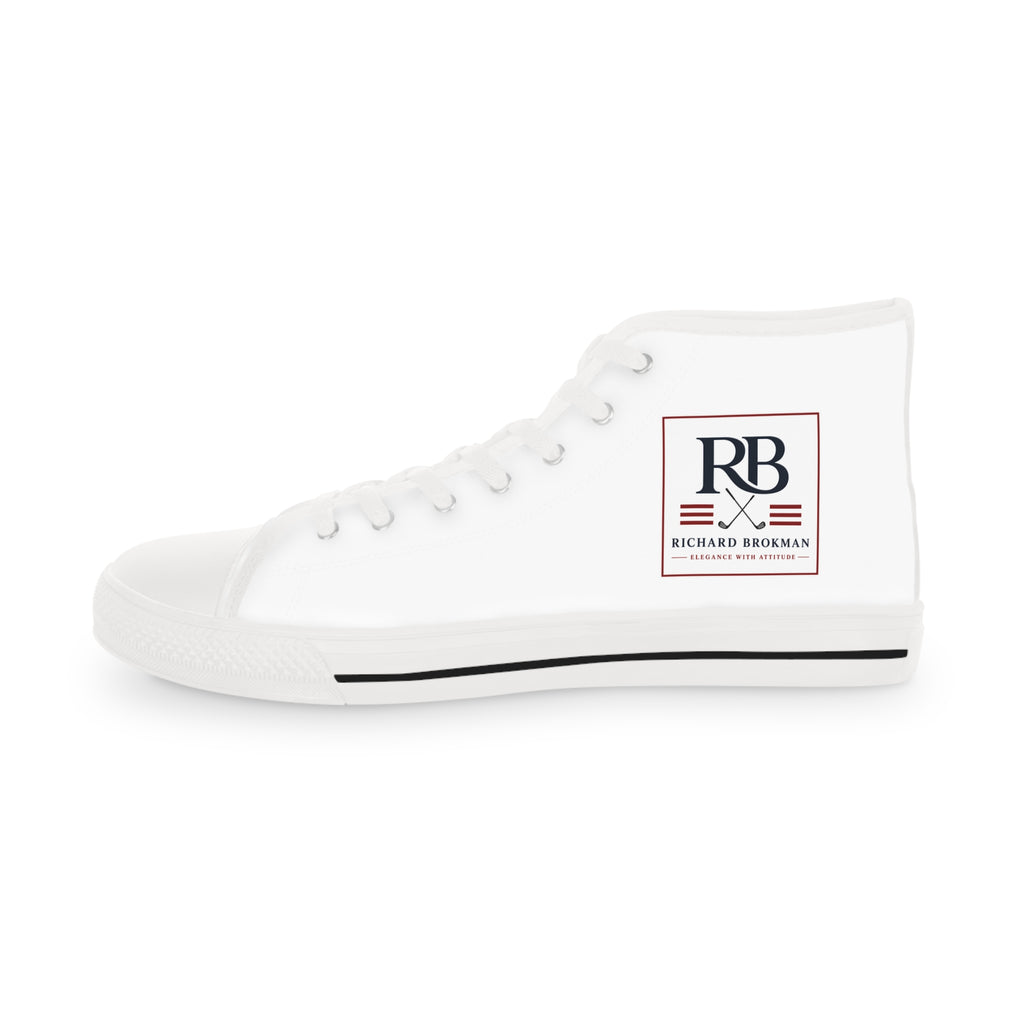 RB Monogram High Top Sneakers | White Canvas Lace-Up Shoes | Richard Brokman