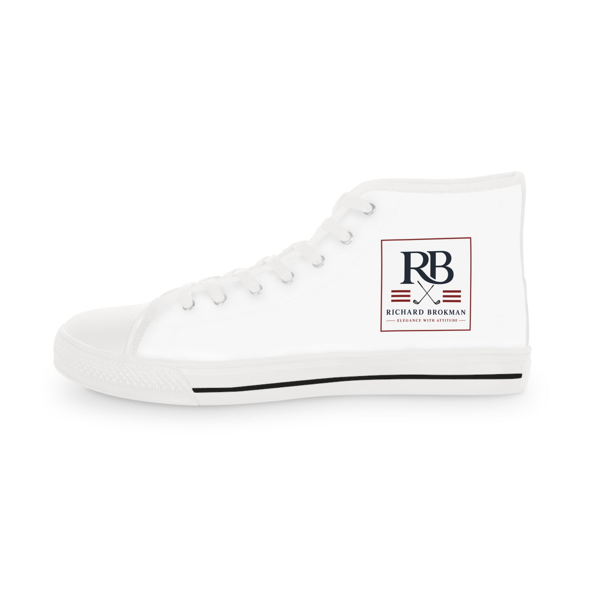 RB Monogram High Top Sneakers | White Canvas Lace-Up Shoes | Richard Brokman