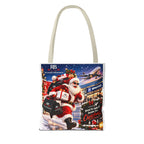 Christmas Santa Shopping Tote Bag | Santa Buys Everything at Richard Brokman | Canvas Holiday Gift Bag