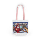 Sleigh All Day Christmas Tote Bag | Funny Santa & Reindeer All Over Print Canvas Tote | Holiday Gift Bag