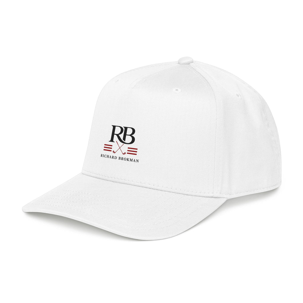 RB Monogram Golf Cap | Mid Profile White Baseball Hat | Richard Brokman