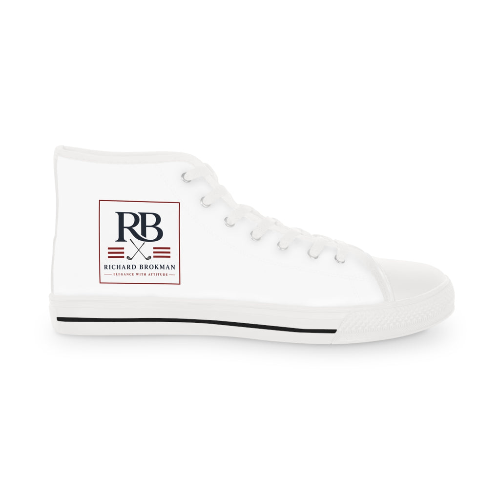 RB Monogram High Top Sneakers | White Canvas Lace-Up Shoes | Richard Brokman