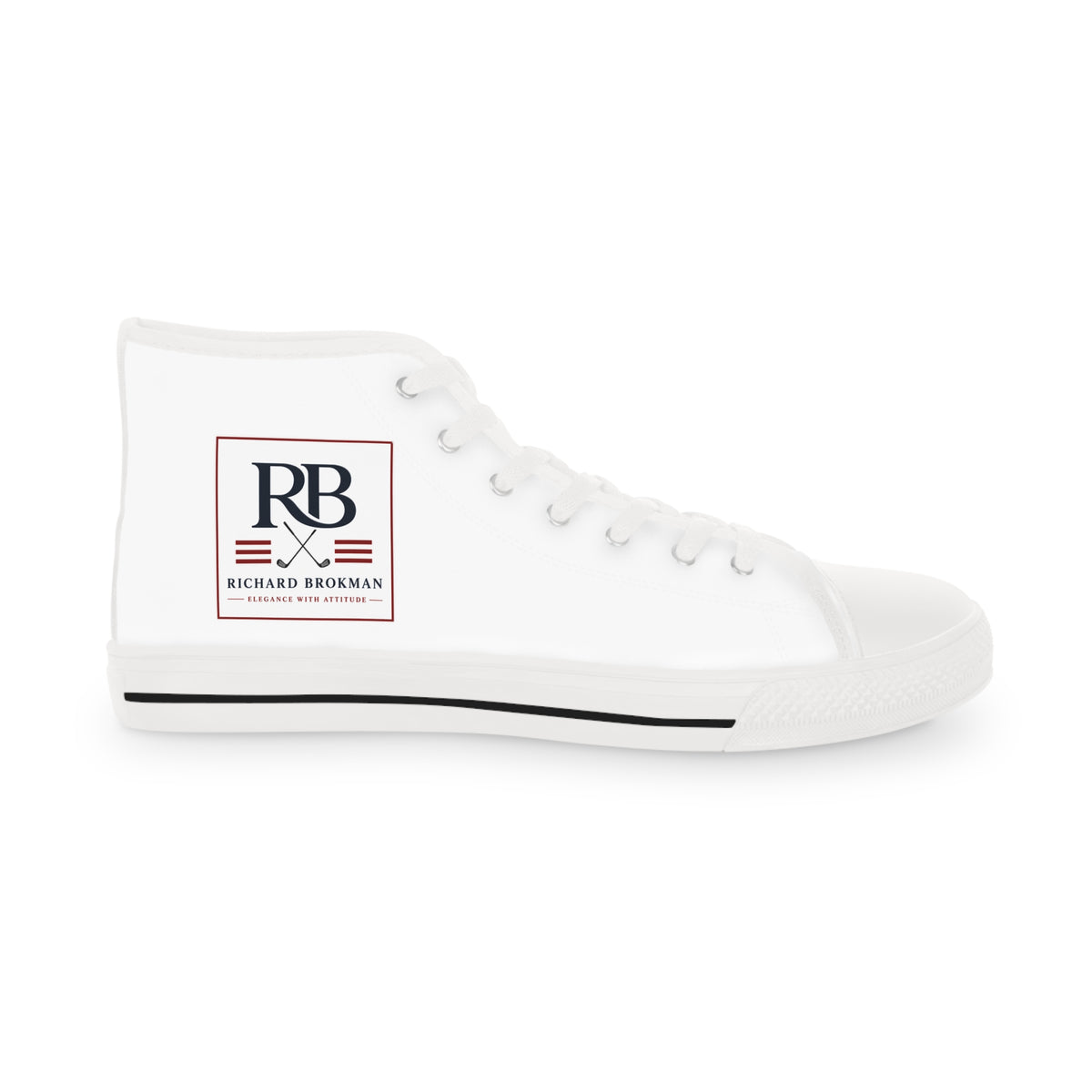 RB Monogram High Top Sneakers | White Canvas Lace-Up Shoes | Richard Brokman