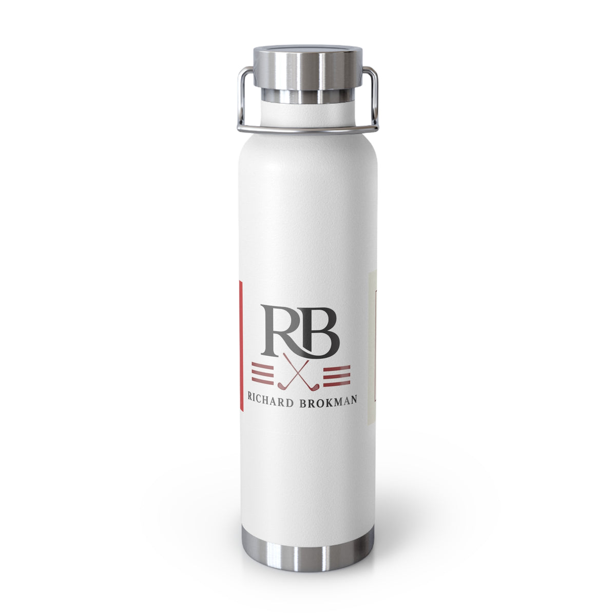 RB Monogram Insulated Water Bottle 22oz | Copper Vacuum Stainless Steel Golf Bottle | Richard Brokman