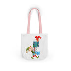 Sleigh All Day Christmas Tote Bag | Funny Santa & Reindeer All Over Print Canvas Tote | Holiday Gift Bag