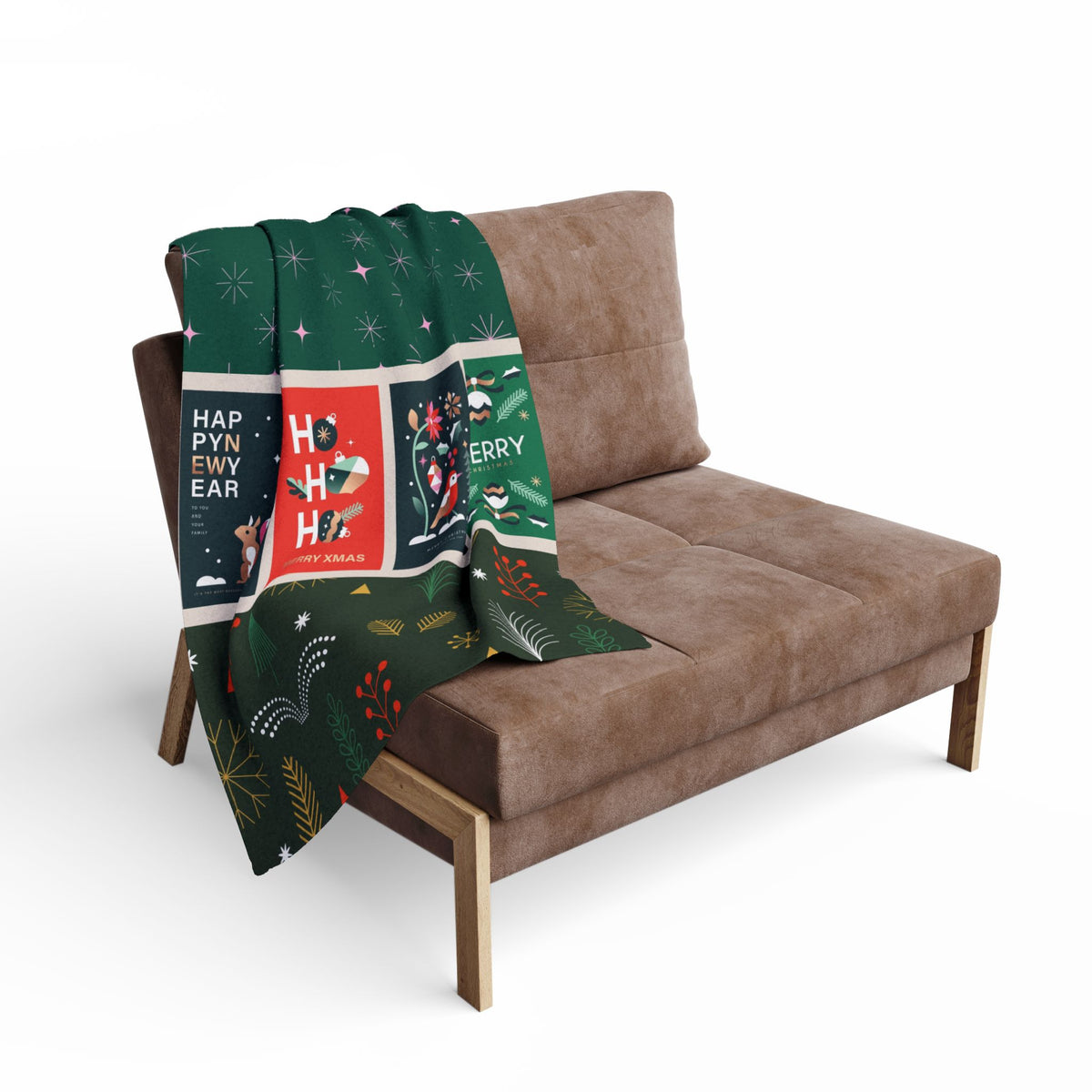 Christmas Penguin Fleece Blanket | Ho Ho Ho Holiday Throw | Cute Penguins Arctic Fleece Blanket 30x40