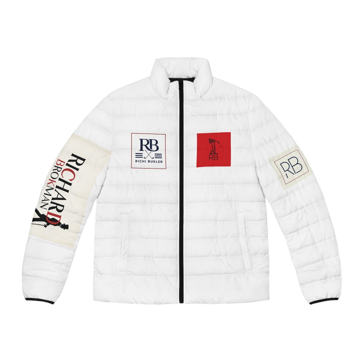 RB Monogram Puffer Jacket | Quilted Full-Zip Winter Jacket | Richard Brokman