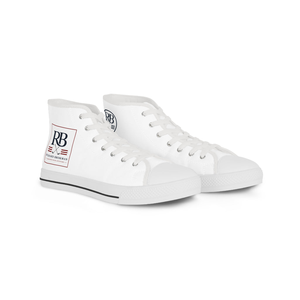 RB Monogram High Top Sneakers | White Canvas Lace-Up Shoes | Richard Brokman