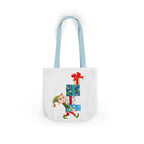 Sleigh All Day Christmas Tote Bag | Funny Santa & Reindeer All Over Print Canvas Tote | Holiday Gift Bag