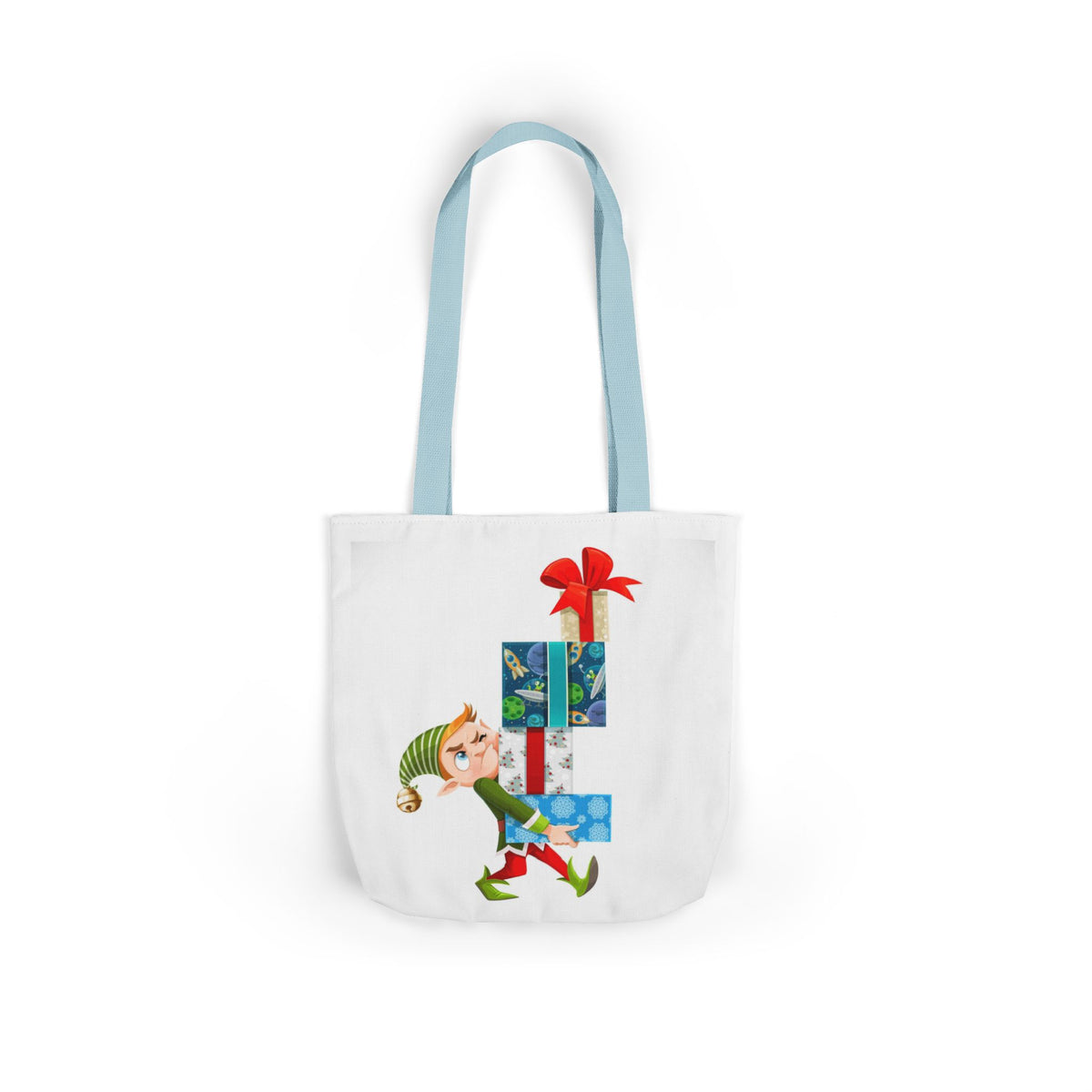 Sleigh All Day Christmas Tote Bag | Funny Santa & Reindeer All Over Print Canvas Tote | Holiday Gift Bag