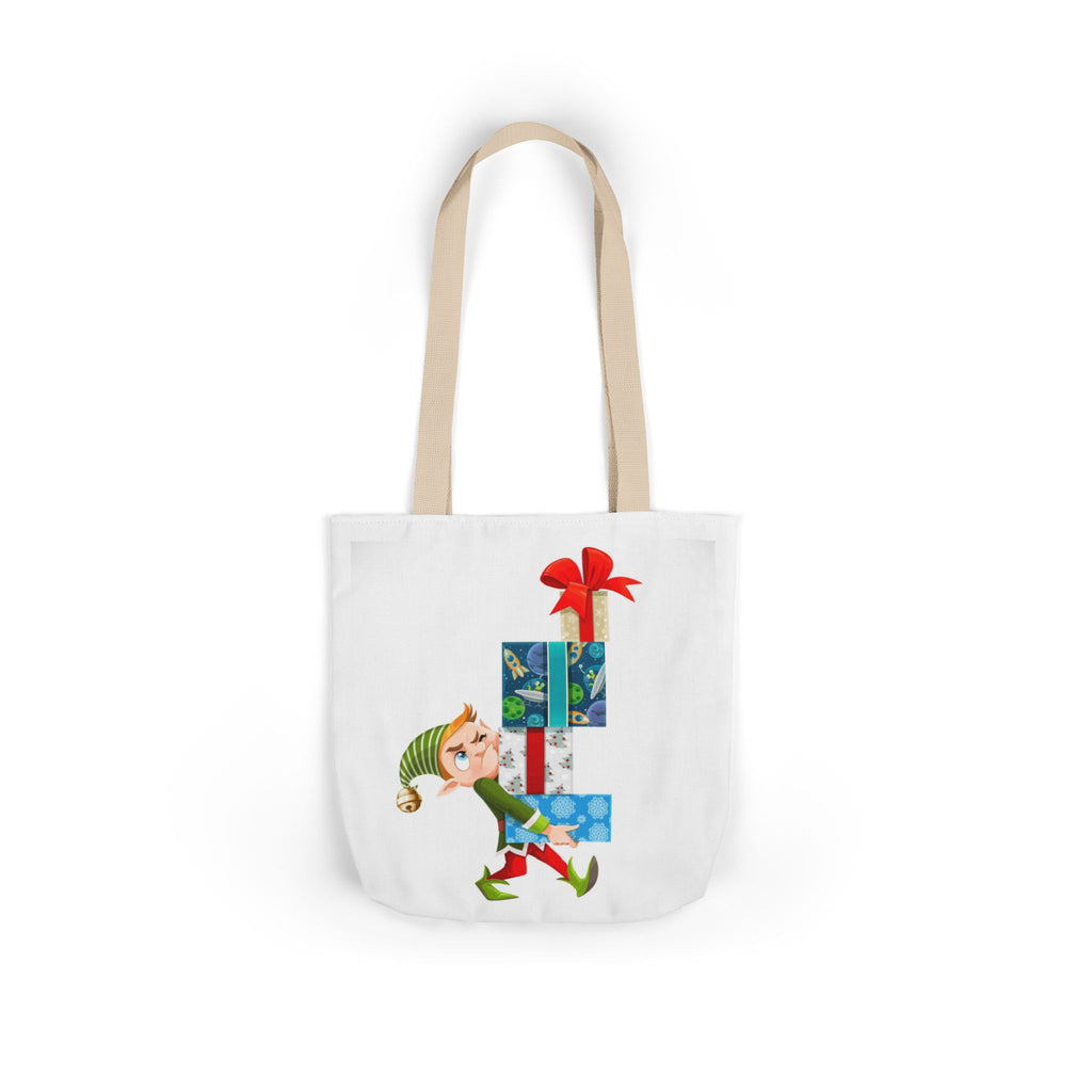 Sleigh All Day Christmas Tote Bag | Funny Santa & Reindeer All Over Print Canvas Tote | Holiday Gift Bag
