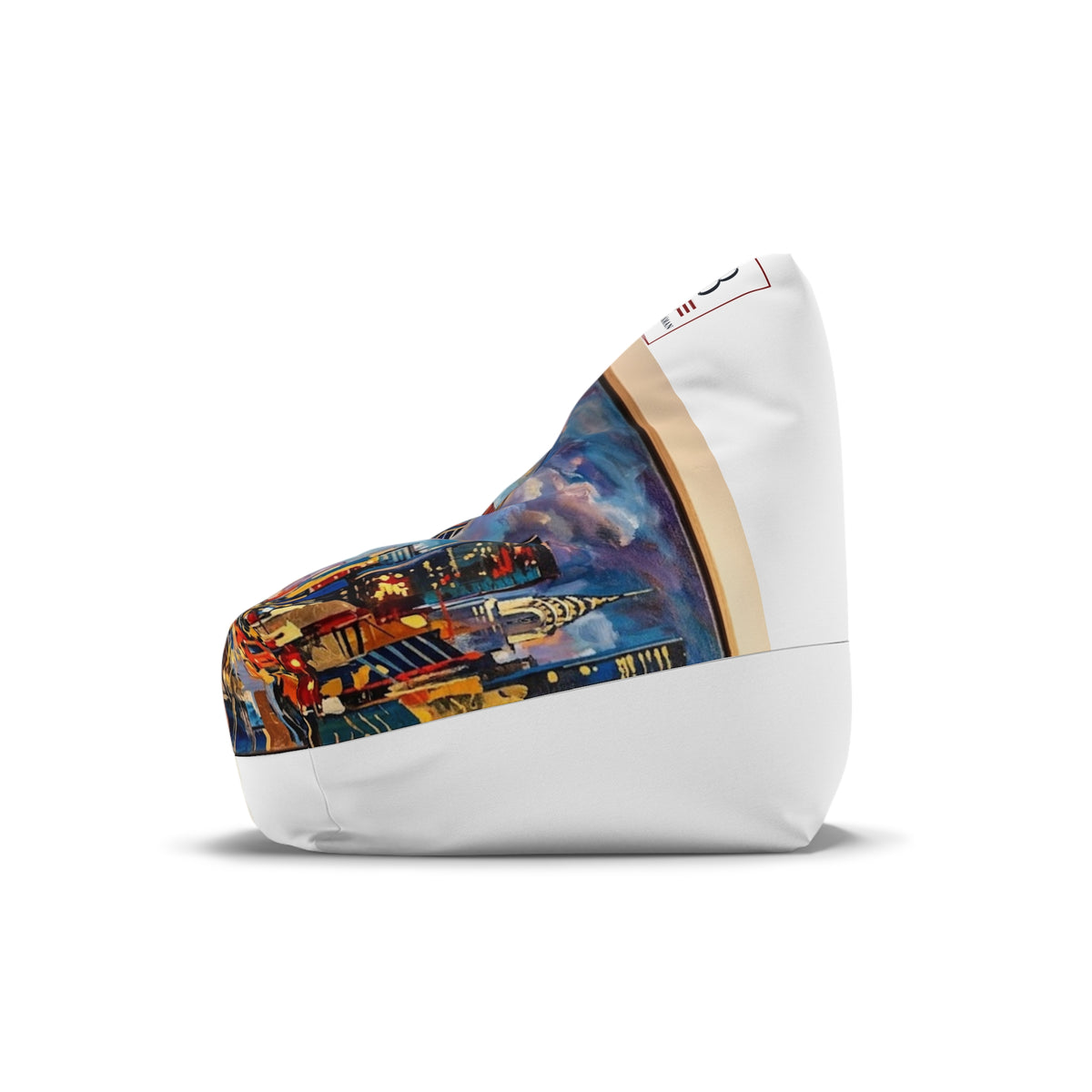 Colorful Cityscape Bean Bag Chair Cover | Impressionist Urban Skyline Art Lounge Chair | Adult Bean Bag Cover (No Filling)