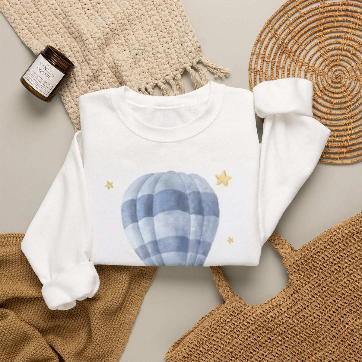 Hot Air Balloon Fox Sweatshirt | Watercolor Sleeping Fox Crewneck | Cozy Whimsical Pullover