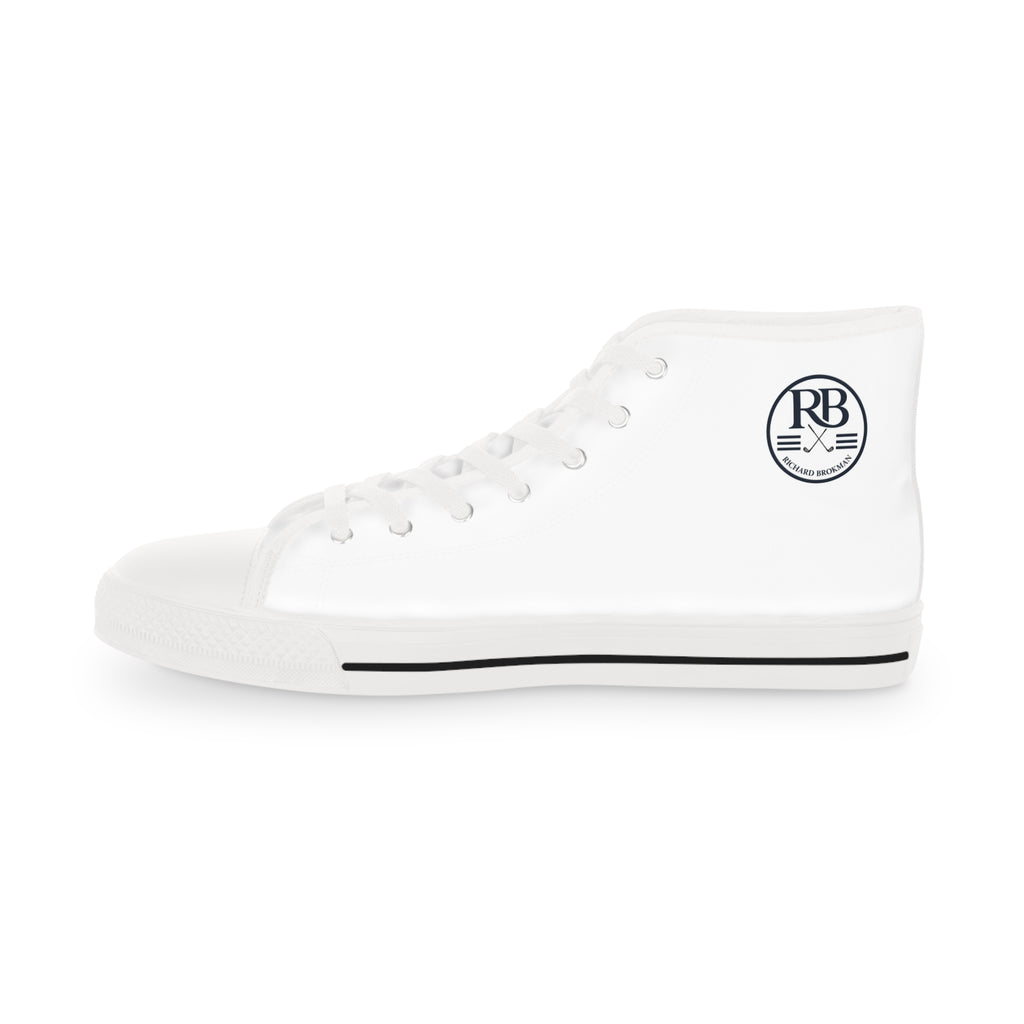 RB Monogram High Top Sneakers | White Canvas Lace-Up Shoes | Richard Brokman