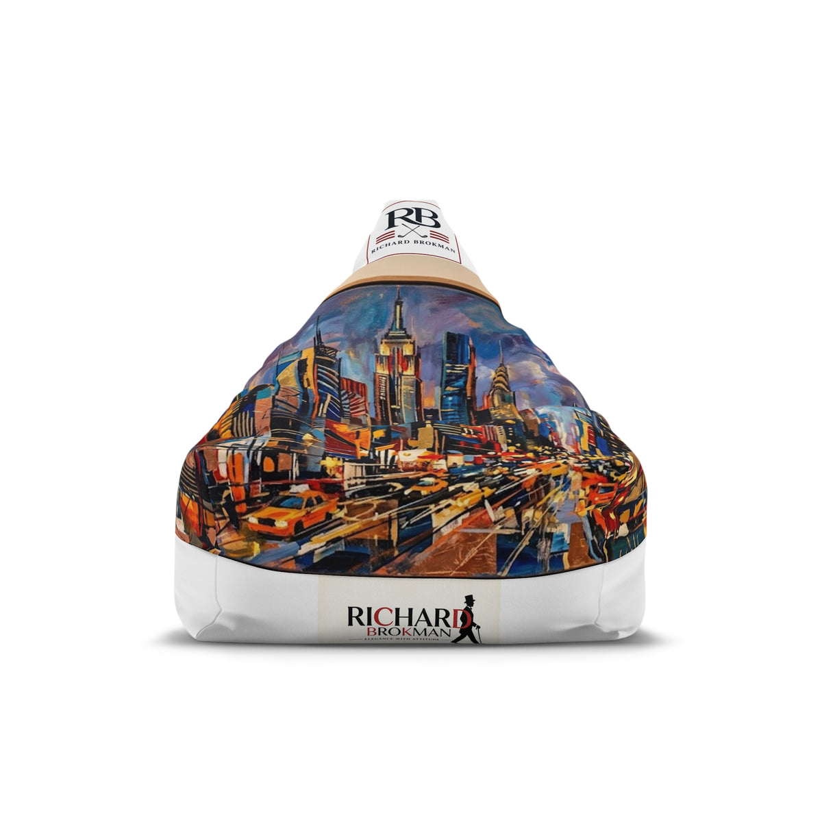 Colorful Cityscape Bean Bag Chair Cover | Impressionist Urban Skyline Art Lounge Chair | Adult Bean Bag Cover (No Filling)