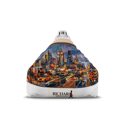 Colorful Cityscape Bean Bag Chair Cover | Impressionist Urban Skyline Art Lounge Chair | Adult Bean Bag Cover (No Filling)