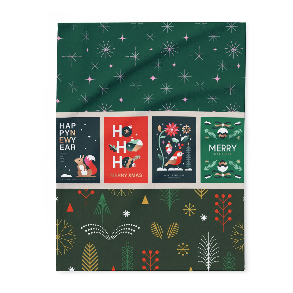 Christmas Penguin Fleece Blanket | Ho Ho Ho Holiday Throw | Cute Penguins Arctic Fleece Blanket 30x40