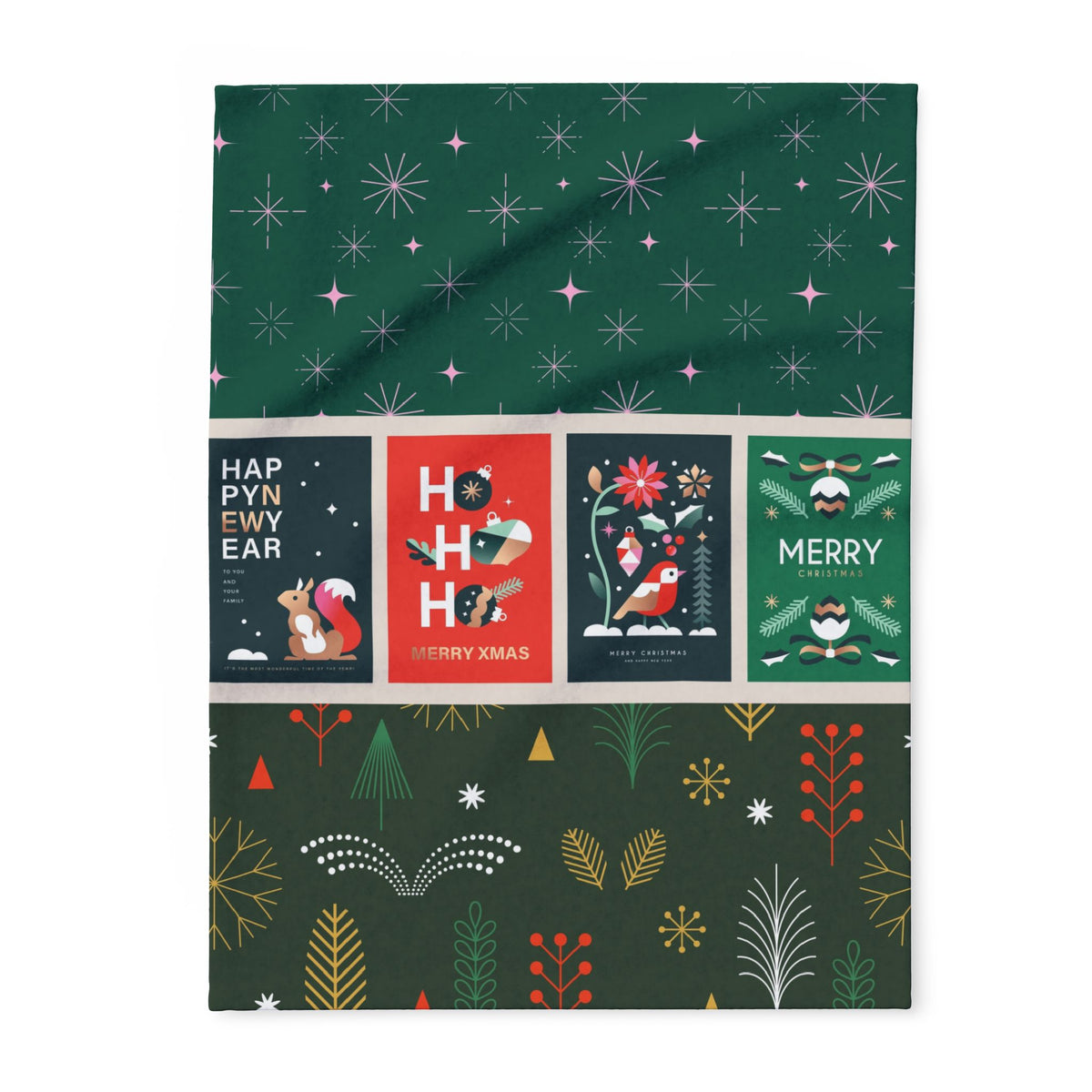 Christmas Penguin Fleece Blanket | Ho Ho Ho Holiday Throw | Cute Penguins Arctic Fleece Blanket 30x40