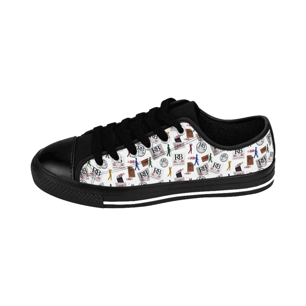 Men's Vintage Camera Pattern Sneakers | Retro Icon Collage Low Top Canvas Shoes | Photographer Gift