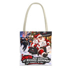 Christmas Santa Shopping Tote Bag | Santa Buys Everything at Richard Brokman | Canvas Holiday Gift Bag
