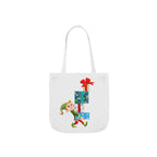 Sleigh All Day Christmas Tote Bag | Funny Santa & Reindeer All Over Print Canvas Tote | Holiday Gift Bag