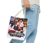 Christmas Santa Shopping Tote Bag | Santa Buys Everything at Richard Brokman | Canvas Holiday Gift Bag
