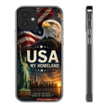 USA My Homeland iPhone 12 Clear Case | Bald Eagle American Flag Statue of Liberty Phone Case | Patriotic Gift