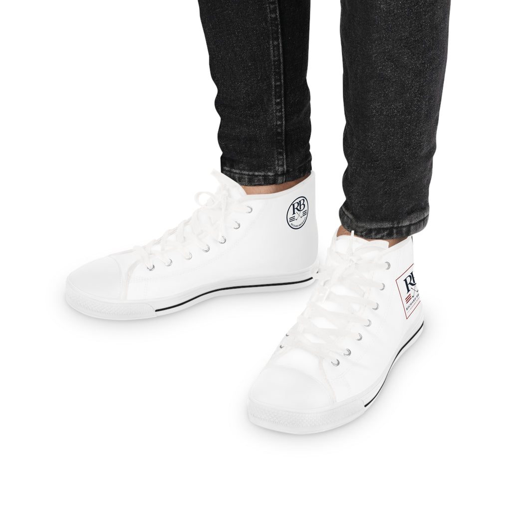 RB Monogram High Top Sneakers | White Canvas Lace-Up Shoes | Richard Brokman