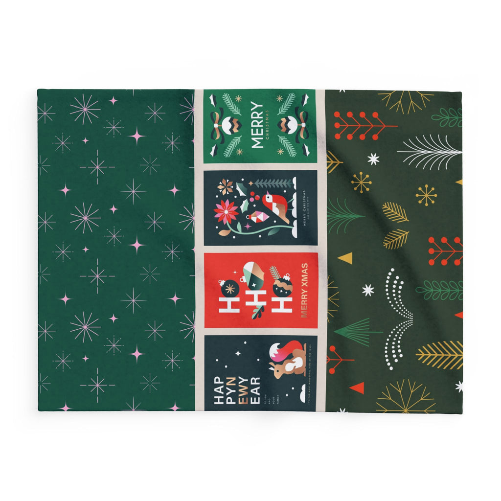 Christmas Penguin Fleece Blanket | Ho Ho Ho Holiday Throw | Cute Penguins Arctic Fleece Blanket 30x40