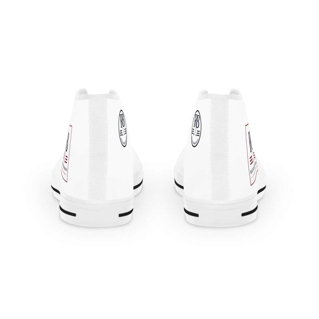 RB Monogram High Top Sneakers | White Canvas Lace-Up Shoes | Richard Brokman
