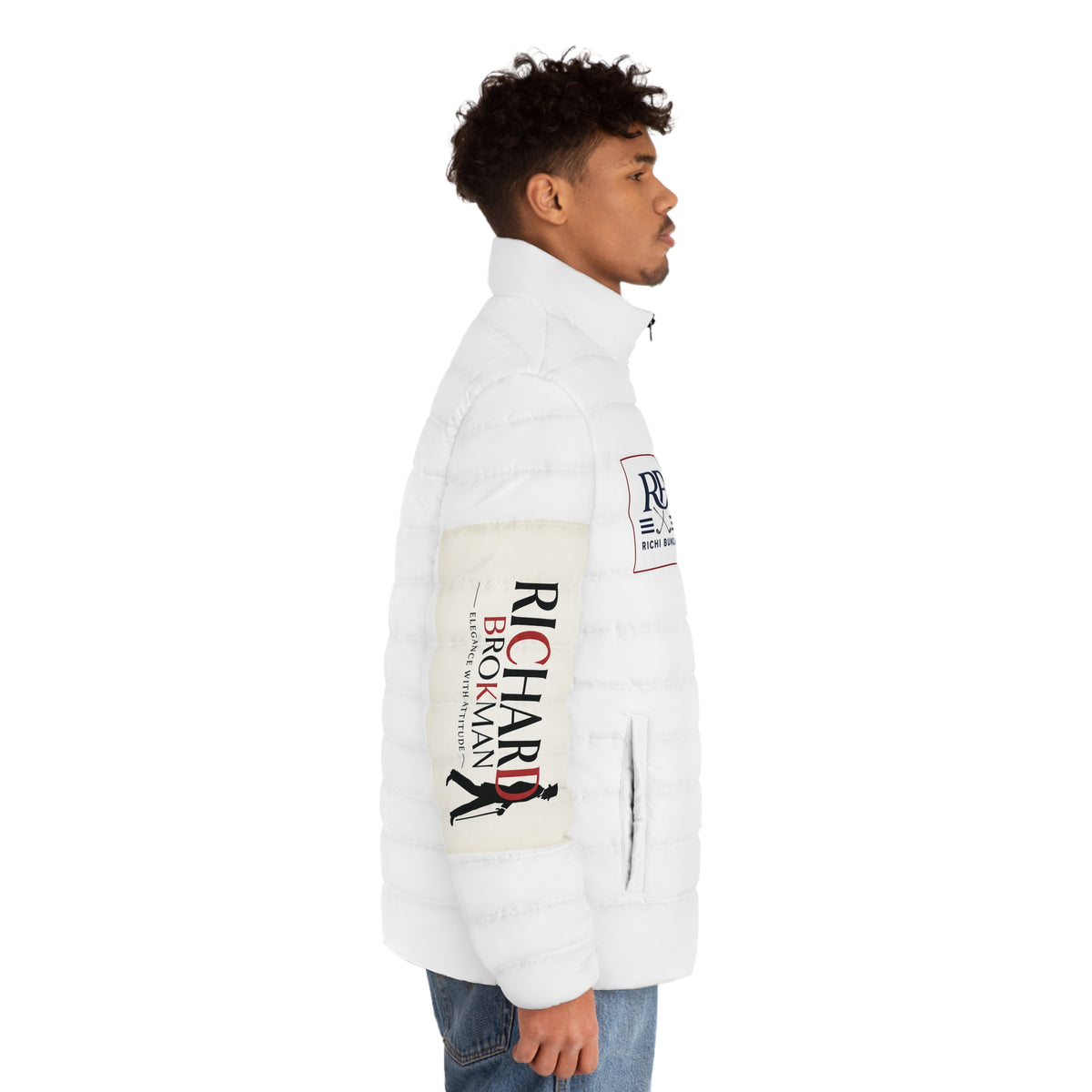 RB Monogram Puffer Jacket | Quilted Full-Zip Winter Jacket | Richard Brokman