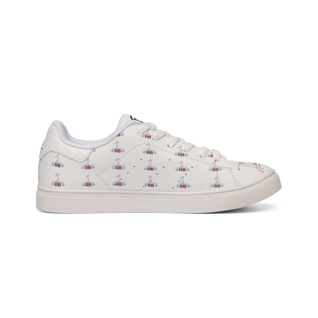 Men's Golf Leather Sneakers | Classic White Low-Top with Golfer Pattern & RB Monogram | Richard Brokman
