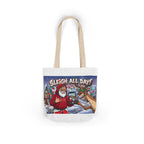 Sleigh All Day Christmas Tote Bag | Funny Santa & Reindeer All Over Print Canvas Tote | Holiday Gift Bag