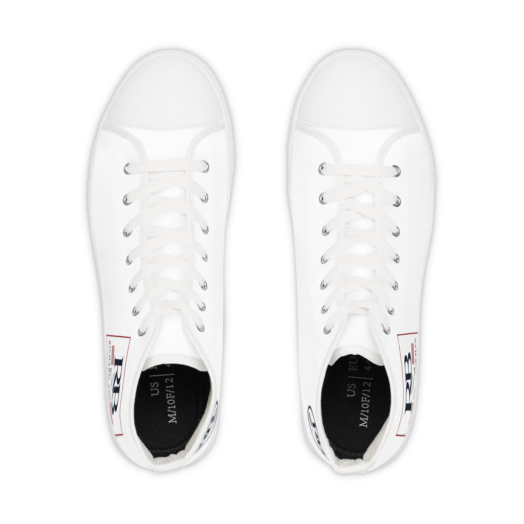 RB Monogram High Top Sneakers | White Canvas Lace-Up Shoes | Richard Brokman
