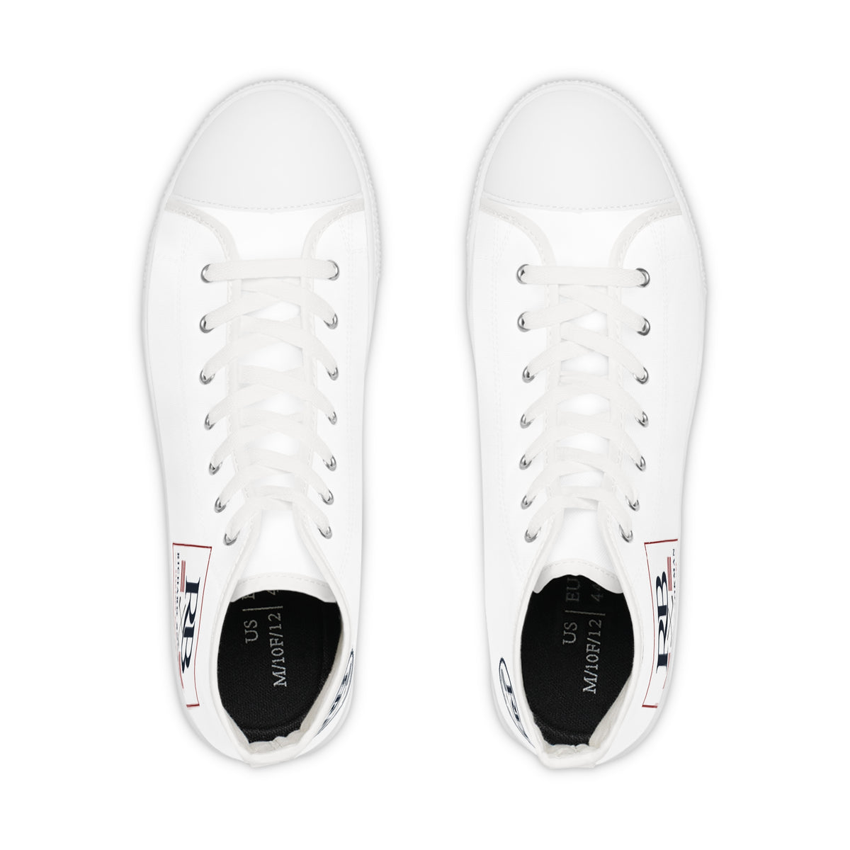 RB Monogram High Top Sneakers | White Canvas Lace-Up Shoes | Richard Brokman