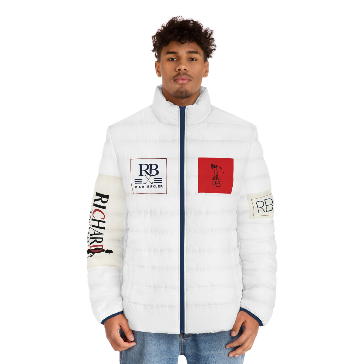 RB Monogram Puffer Jacket | Quilted Full-Zip Winter Jacket | Richard Brokman