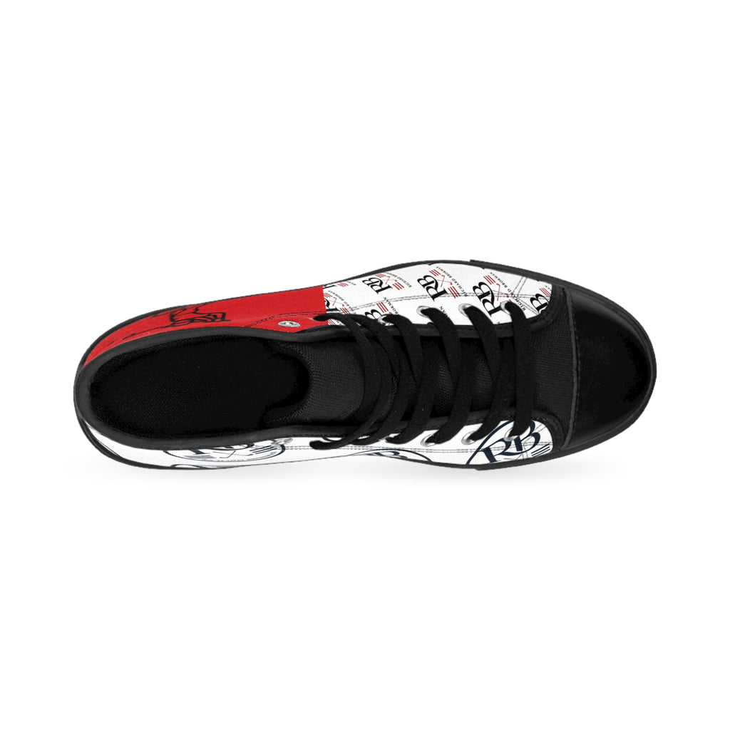 Women's Golf High-Top Sneakers | Red Panel RB Monogram Pattern Canvas Shoes | Richard Brokman