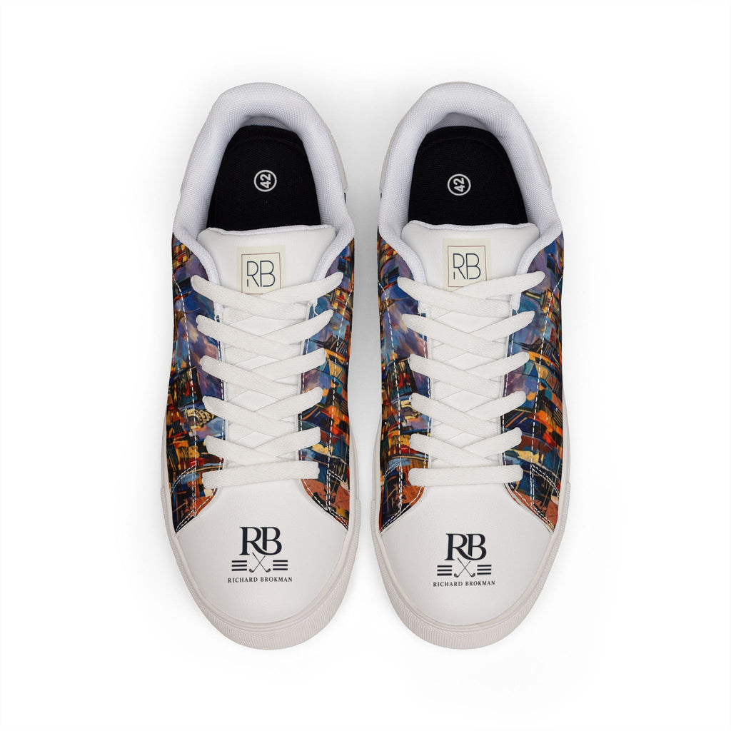 RB City Skyline Sneakers | Low-Top Art Print Leather Sneakers | Richard Brokman