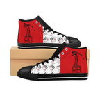 Women's Golf High-Top Sneakers | Red Panel RB Monogram Pattern Canvas Shoes | Richard Brokman
