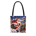 Christmas Santa Shopping Tote Bag | Santa Buys Everything at Richard Brokman | Canvas Holiday Gift Bag