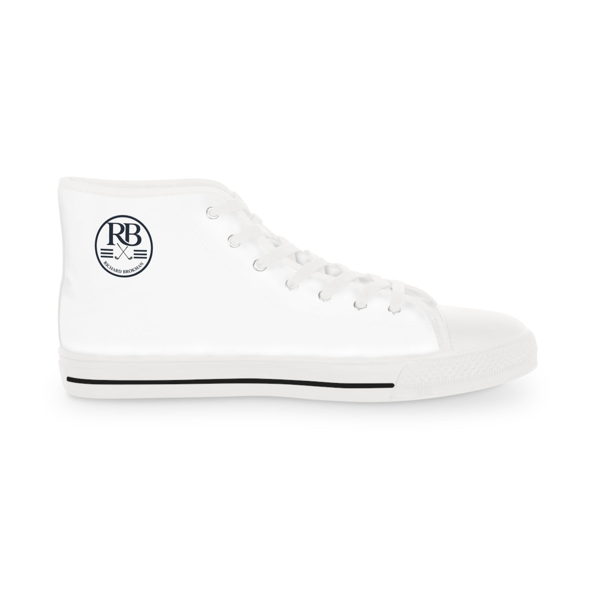 RB Monogram High Top Sneakers | White Canvas Lace-Up Shoes | Richard Brokman