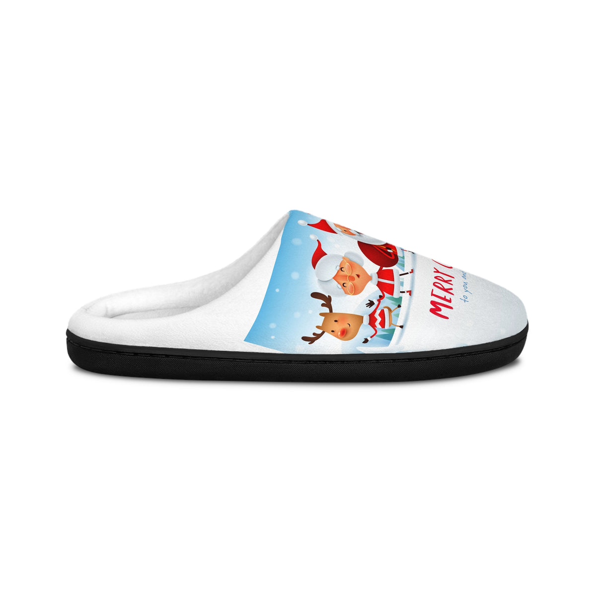 Christmas Slippers for Women | Cute Santa & Reindeer Print Indoor Slides | Cozy Holiday House Shoes Gift