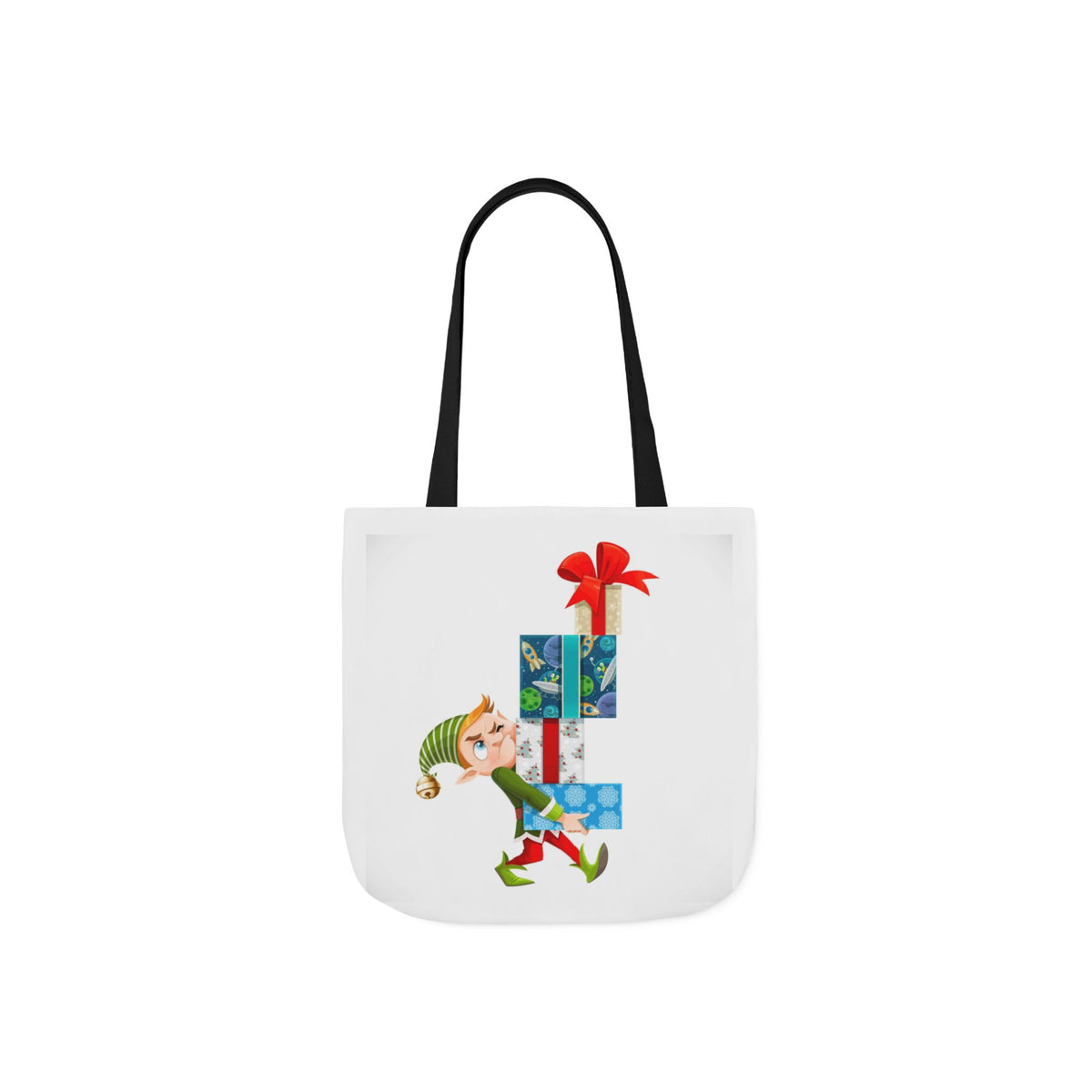 Sleigh All Day Christmas Tote Bag | Funny Santa & Reindeer All Over Print Canvas Tote | Holiday Gift Bag