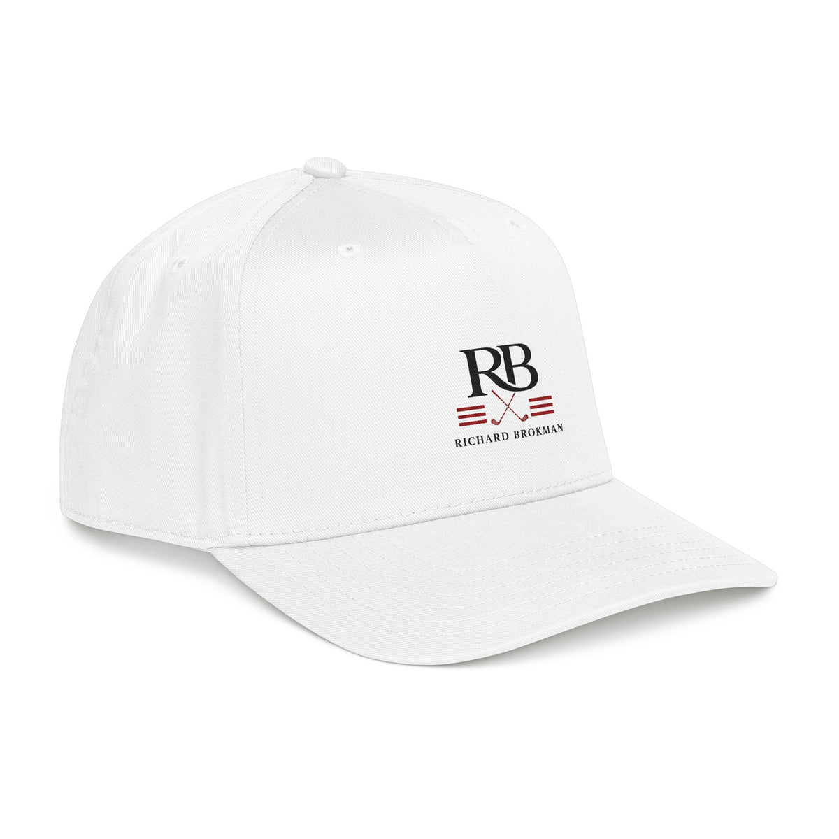 RB Monogram Golf Cap | Mid Profile White Baseball Hat | Richard Brokman